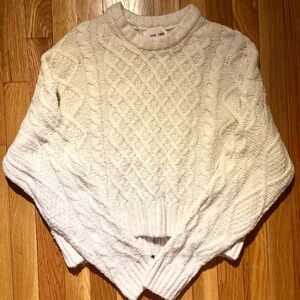 Pink Rose Textured Knit Cream Sweater